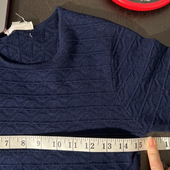 Ingrid & Isabel navy sweater midi dress Sz.S/M 1/2 sleeve stretch blue knit - Picture 9 of 16